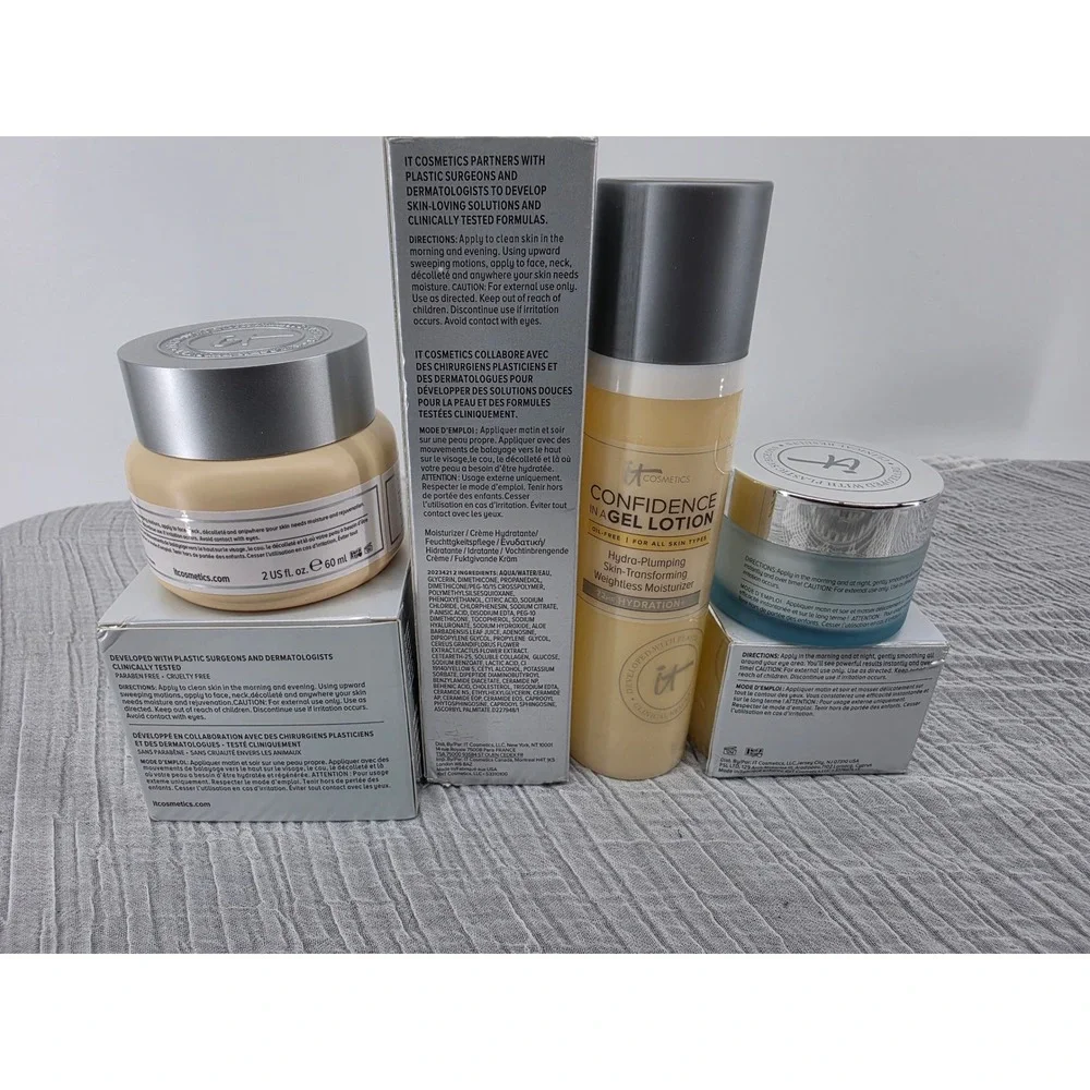 IT Cosmetics Confidence In A Cream Gel Lotion Bye Bye Under Eye Skincare Set 3pc